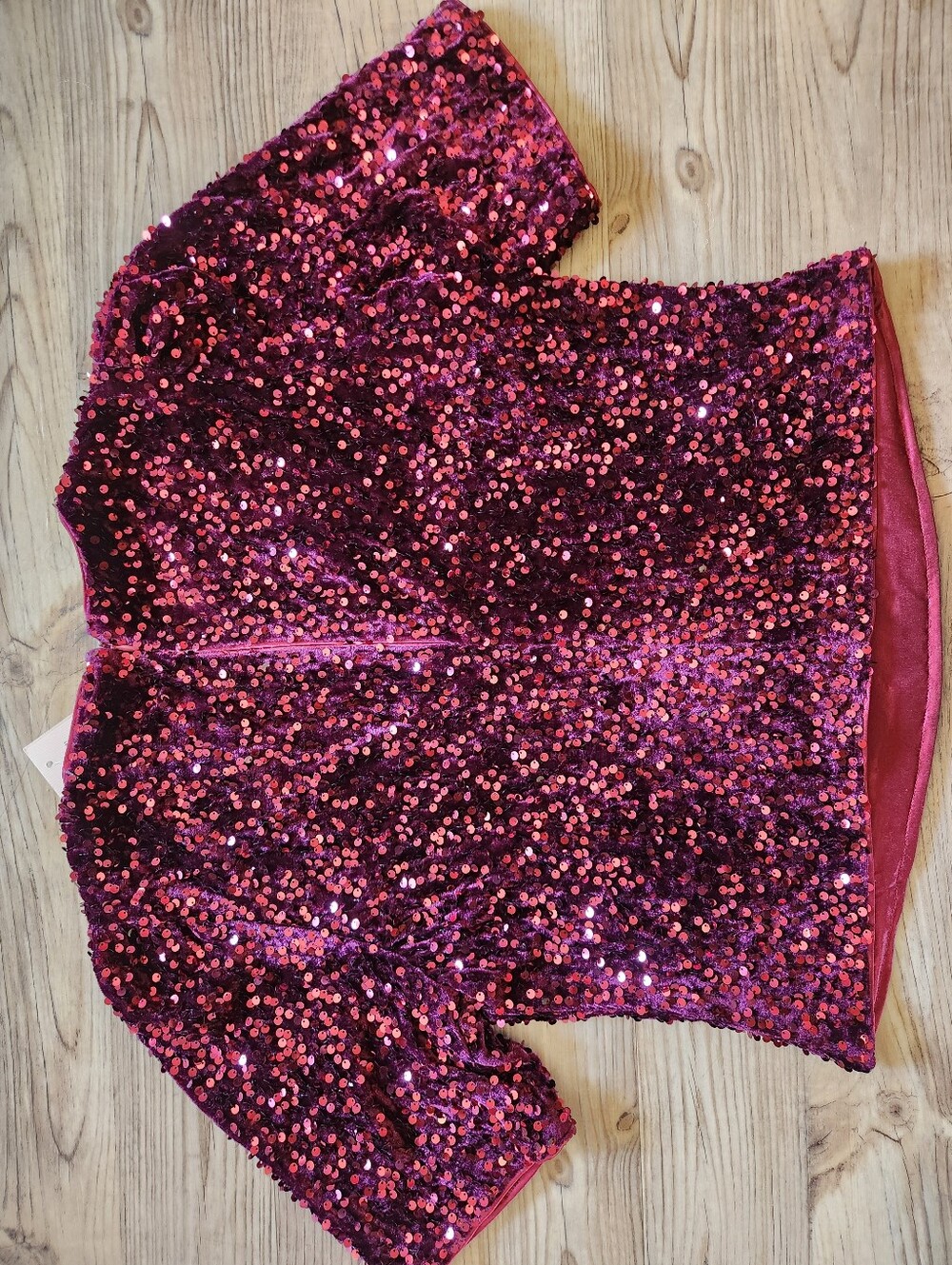 Nanette Lepore Ruby Red Sequins Velvet Top NWT - Picture 3 of 3